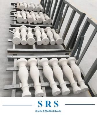Natural Stone Beige/White Marble Granite Sandstone Stair Balusters with Railing Handrail