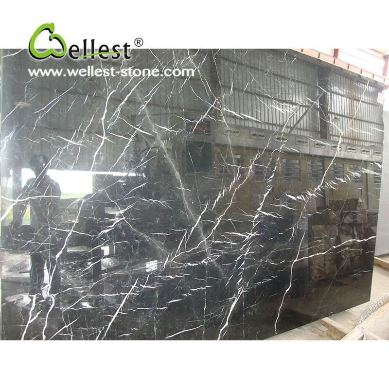 Natural Black Marble Slab Kitchen Countertop Stone Bathroom Vanity Top Polished Finish