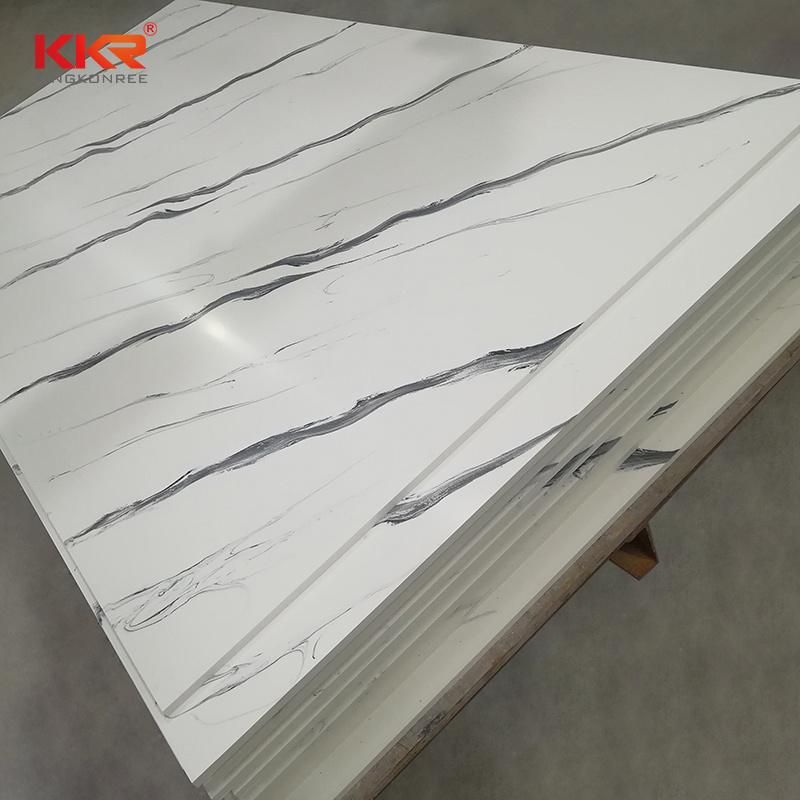 Textured Marble Look Solid Surface Stone Wall Panel for Decoration