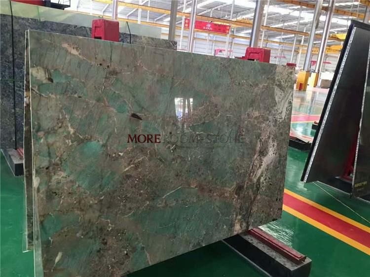Luxury Stone Translucent Semi Precious Stone Amazonite Green Granite with Glass or Aluminum Honeycomb Base