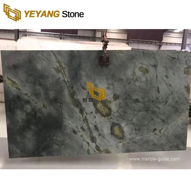 China Dark Green Marble Peacock Green Marble Slabs for Vanity/Countertop/Worktop Coffee/Dining/Table
