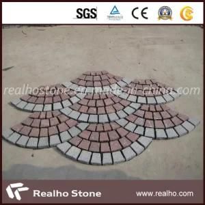 Natural Split Red White Circular Sector Stone Paving