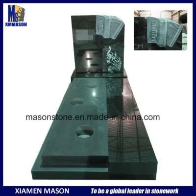 France Customized Monument with Carving Headstone Accordion and Line Engraving in White