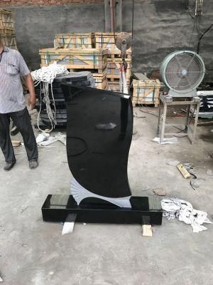 Hot Sale South Africa Style Shanxi Black Granite Gravestones with Carved Design