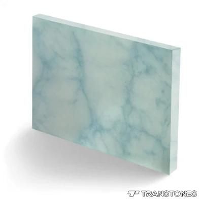 Polished Artificial Stone Sheet with Blue Veins Decorative Alabaster Vanity