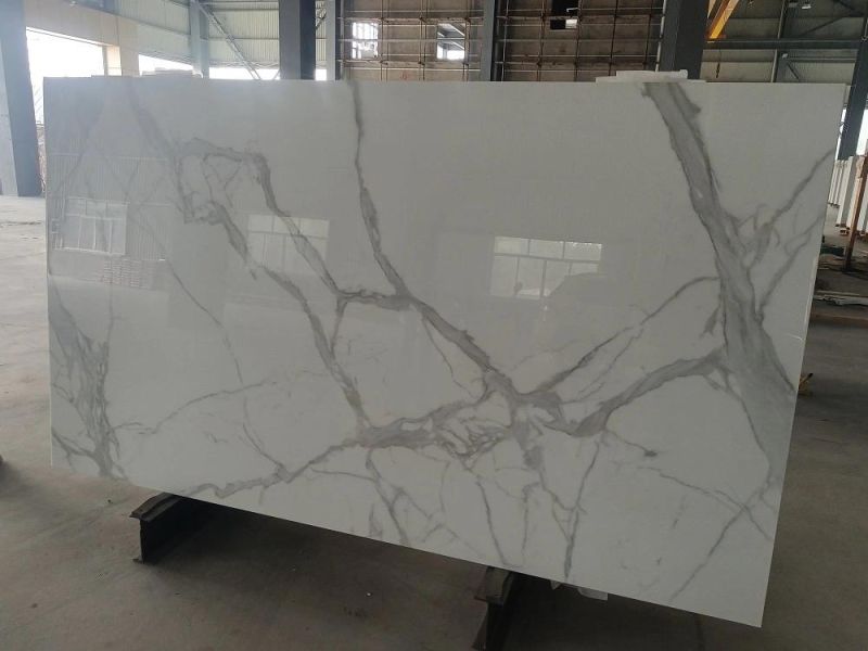 Man Made Artificial Marble Calacatta Veins Nano Glass for Countertops, Kitchentops