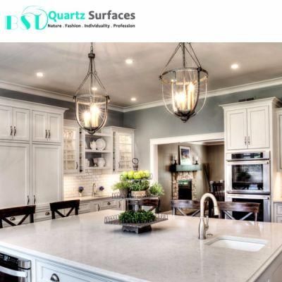 White Carrera Quartz Stone Slab for Kitchen Island Top