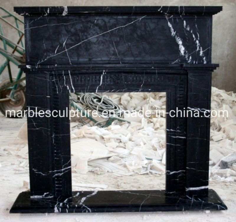 Simple Style Black Marble Stone Fireplace Indoor Decoration (SYMF-183)
