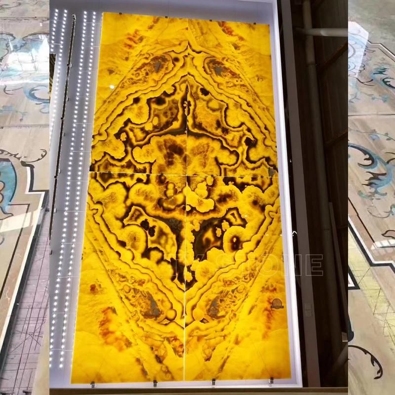 Backlit Bookmatched White Onyx Stone Slabs