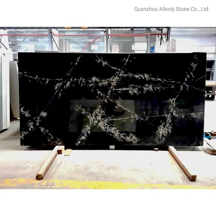 Wholesale Precut Black Quartz Solid Surface Kitchen Countertop with Sink
