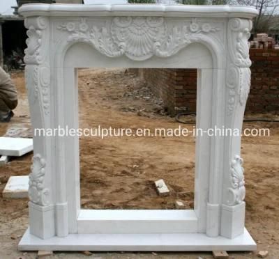 Natural Stone Simple Style Pure White Mrable Fireplace (SYMF-035)