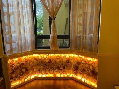 Luxury Villa Interior Translucent Agate Backlit Kitchen Top