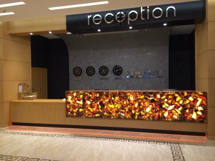2019 Hotel Semi Precious Slab Agate Reception Desk Countertop