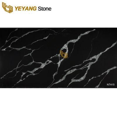 Artificial Black Quartz for Worktop/Vanity/Table/Floor/Wall/Kitchen/Bathroom/Countertop