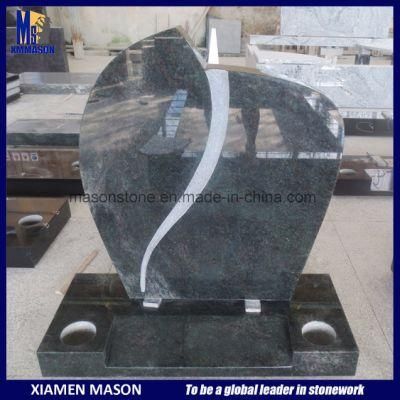Cheap Price Modern Design Engraving Indian Tropical Green Granite Tombstone for Cemetery
