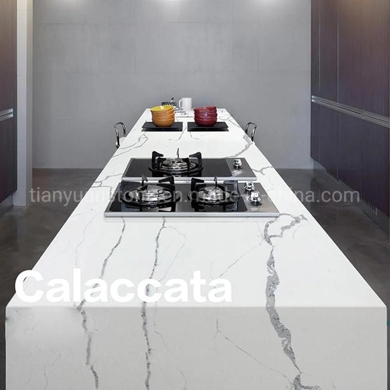 Marble Look Artificial Stone Quartz Countertops with Veins