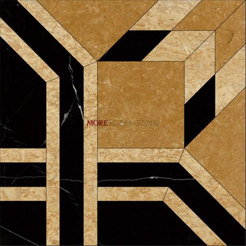 Natural Marble Design Water Jet Flower Pattern Marble Inlay