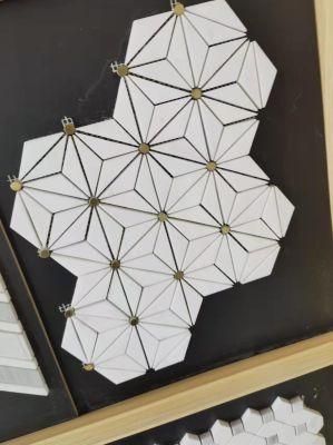 Sevic Brass Triangle Flower Marble Combine Metal Mosaic