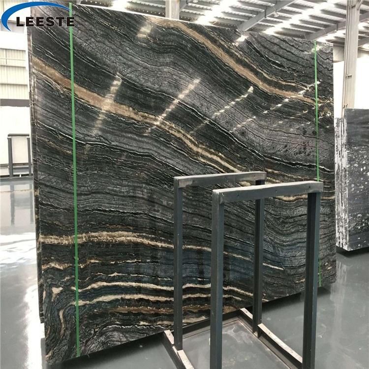 Wood Black Marble Ancient Wood Vein Natural Black Marble Slabs Polished Tiles