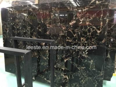China High Polished Black Marble Black Golden Flower Marble