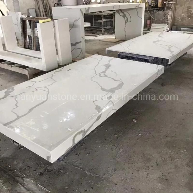 Marble Look Artificial Stone Quartz Countertops with Veins