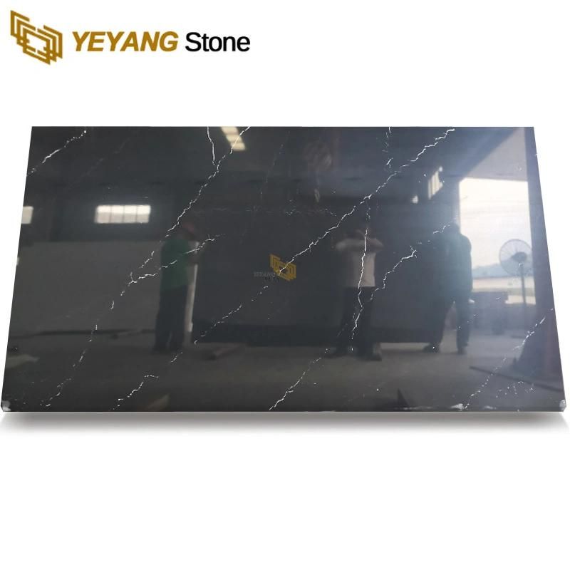 Black Quartz Stone Slabs for Countertops Customized Stone Supplier