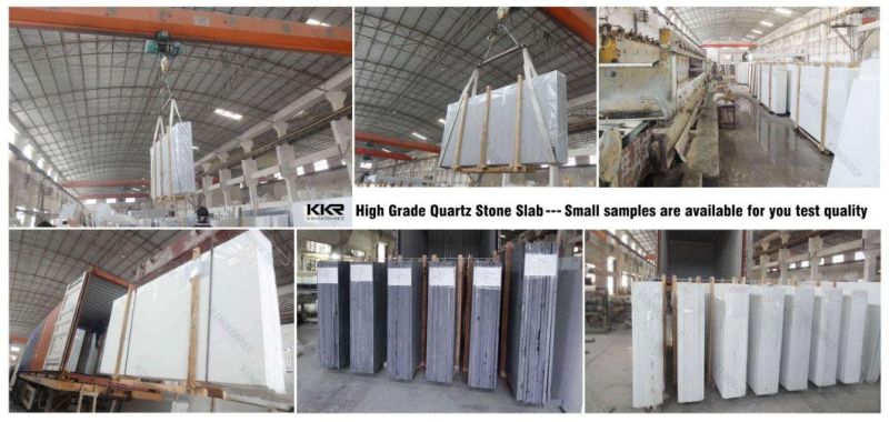 Kkr White Sparking Artificial Quartz Stone for Kitchen Countertop Worktop