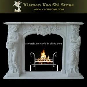 White Marble Fireplace Mantel for Interior Decorative