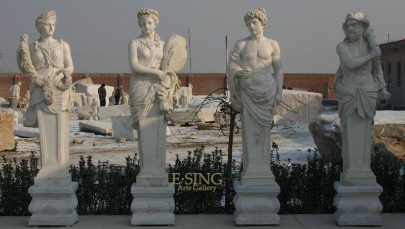 Natural White Marble Stone Life Size Four Season Column for Sales