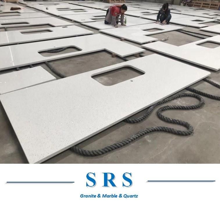 Wholesale Prefab Solid Artificial White Quartz for Kitchen, Counter Top, Vanity Tops