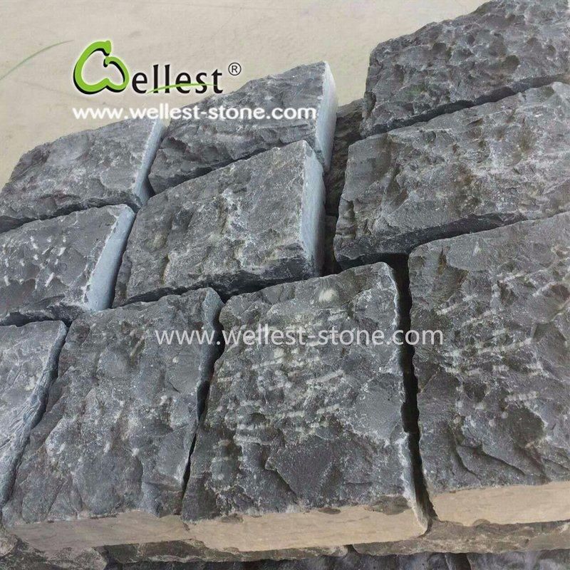 Natural Split+ Chiseled Black Limestone Brick Stone and Corner for Wall
