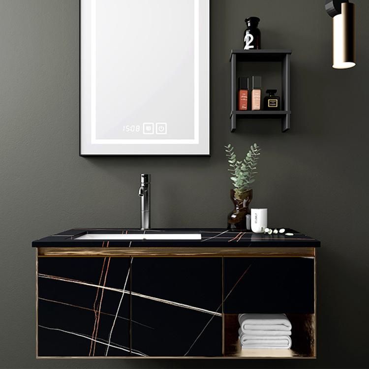 800*2000mm Black Solid Surface Stone Countertops for Bathroom Vanity