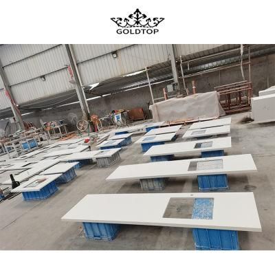 Factory Price Goldtop Stone 2002 Pure White Quartz Quartz Countertop/Quartz Vanity Top for Commercial Project