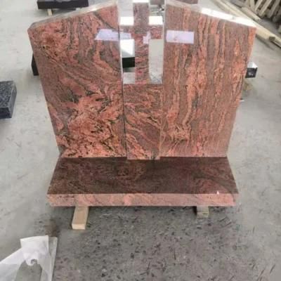 Multicolor Red Granite Cross Tombstone Headstone Monument