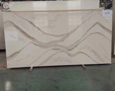 Natural Mountain Texture Calacatta Quartz Stone Slab