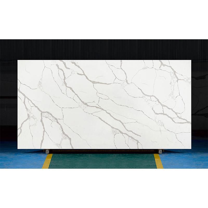Laza Style Solid Surface Artificial Calacatta Engineered Quartz Slab for Quartz Countertop Bathroom