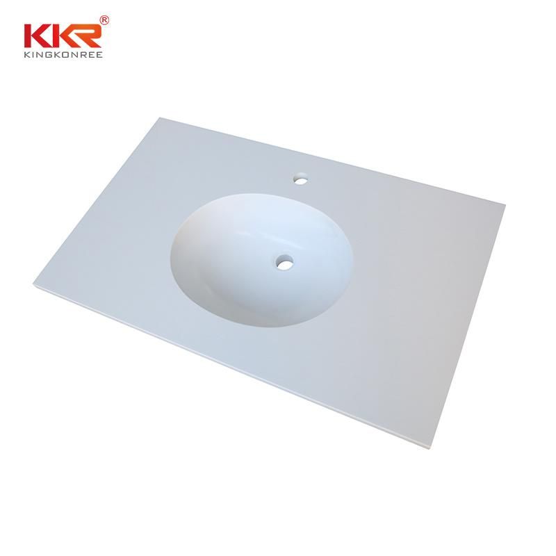 Kkr-M1700 White Matt Finish Solid Surface Artificial Stone Vanity Tops