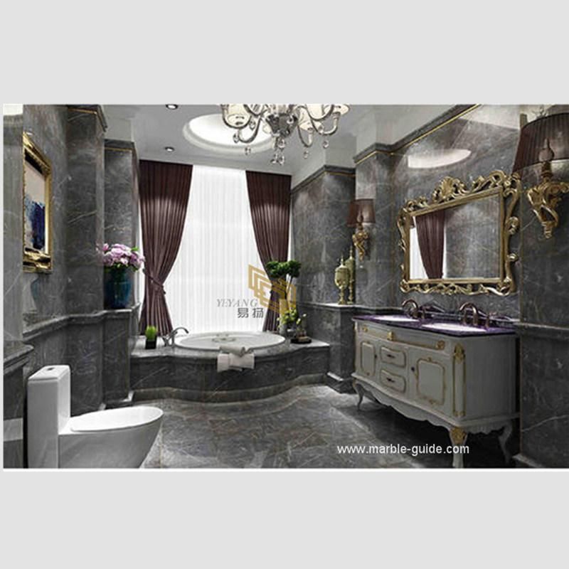 Polished Natural Dora Ash Cloud Grey Marble Tile for Staircase/Bathroom Set/Floors