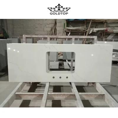 Artificial Stone Calacatta White Quartz Slab with Thin Vein Prefab Kitchen Countertop/Bathroom Vanity Top