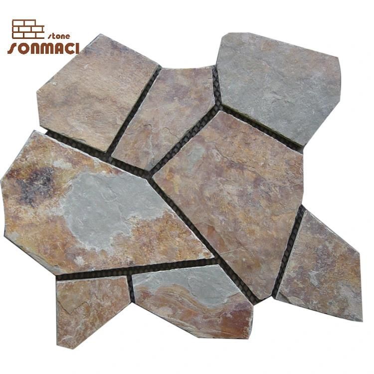 Mixed Color Stone Mosaic Flagstone Mats for House Decoration