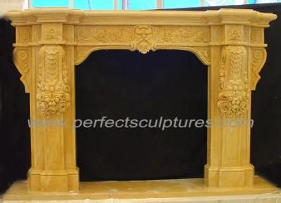 Stone Marble Fireplace Surround with Old Man Head Portrait (QY-LS210)