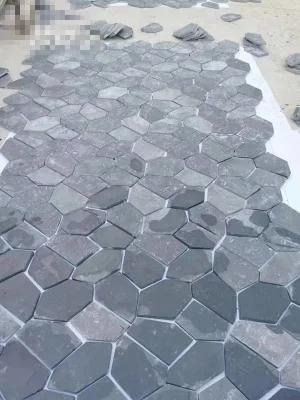 Cheap Natural Grey Slate Tile on Mesh Irregular Paver Garden Landscaping
