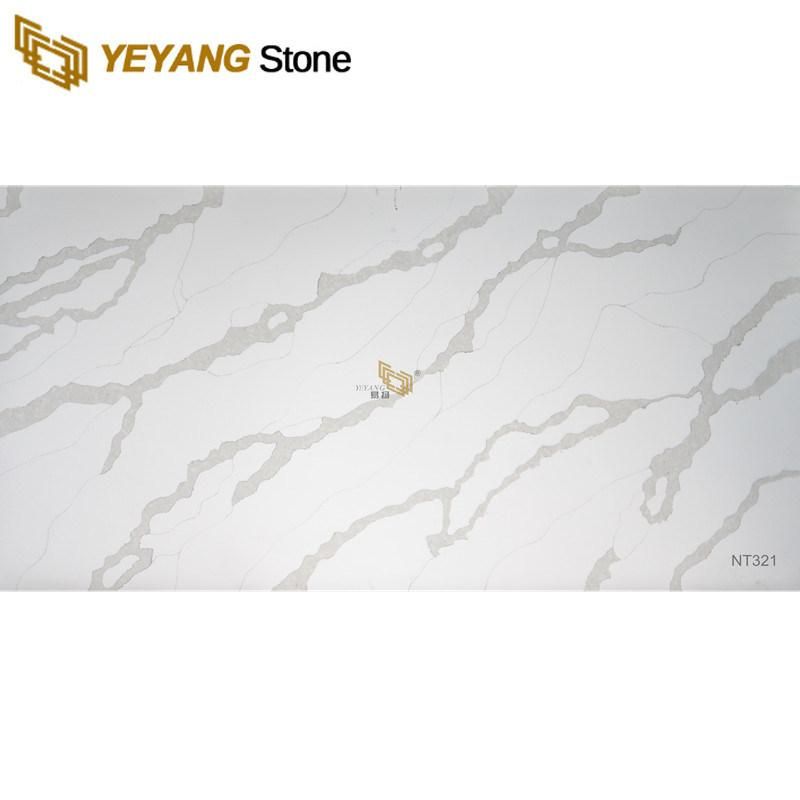 Calacatta Quartz Slab for Custom Countertops/Vanity/Bar/Hotel Yeyang Stone Factory