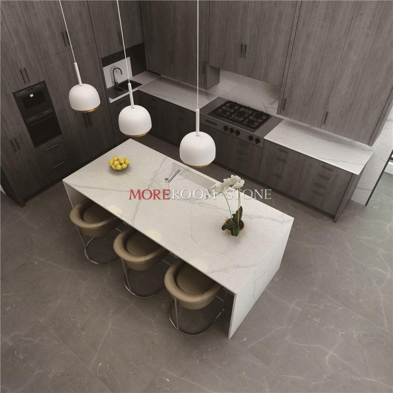 Artificial Quartz Calacatta Surface That Looks Like Marble Kitchen Top