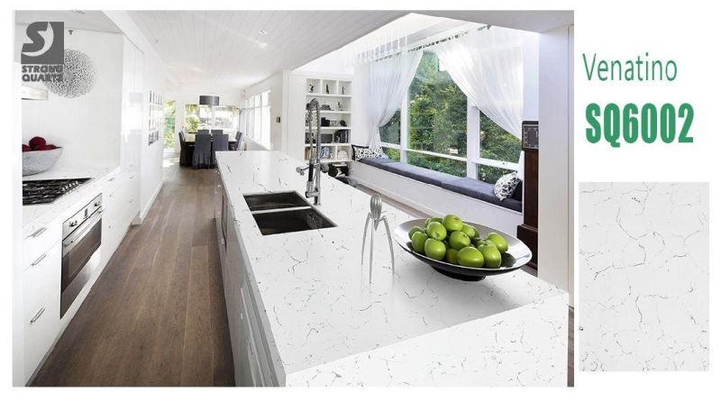 3200*1600 Carrara White Quartz Stone Kitchen Counter Tops