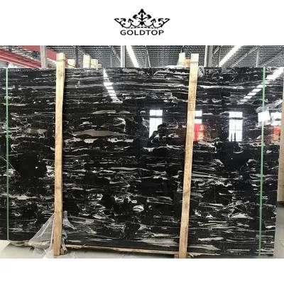 China Natural Silver Portoro/Dragon Black Marble Slab with White Vein for Hotel Villa