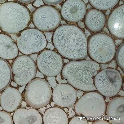 Transtones White Natural Stone Agate Counter Top Slab