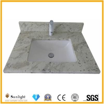 Custom Popular Andromeda White Granite Bathroom Vanity Top for Hotel/Apartment
