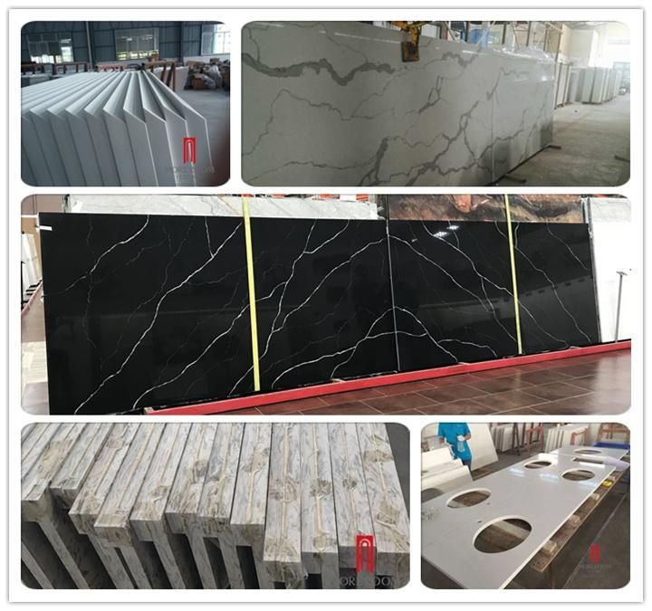 White with Black Vein Manmade Artificial Stone for Interiors/Indoor Slabs/Kitchen/Bathroom/Vanity Countertops/Top