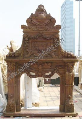 Antique Stone Marble Granite Limestone Double Fireplace Surround with Over Mantel (QY-LS653)